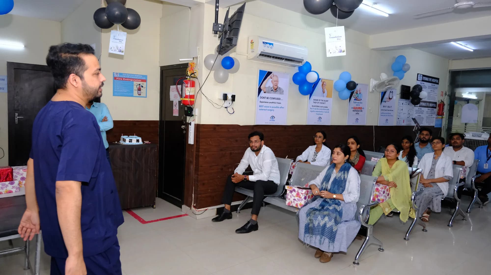 Dr. Mujahid Islam addressing the care team at Eye First Superspeciality Eye Care